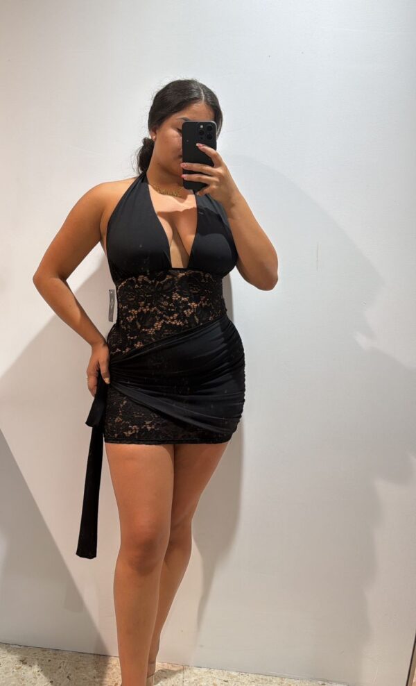 VESTIDO ENCAJE HALTER - Imagen 1
