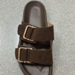 CHANCLA HEBILLA DOBLE MARRON