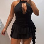 VESTIDO VOLANTE TACHUELAS