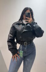 CHAQUETA POLIPIEL OVERSIZE CINTURON